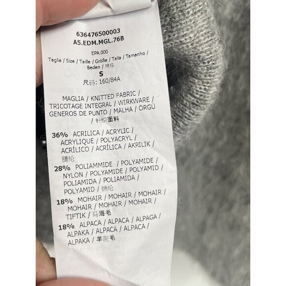 Max & Co Gray Crew Neck Crop Sweater Mohair Alpaca Sz Small - Picture 7 of 7